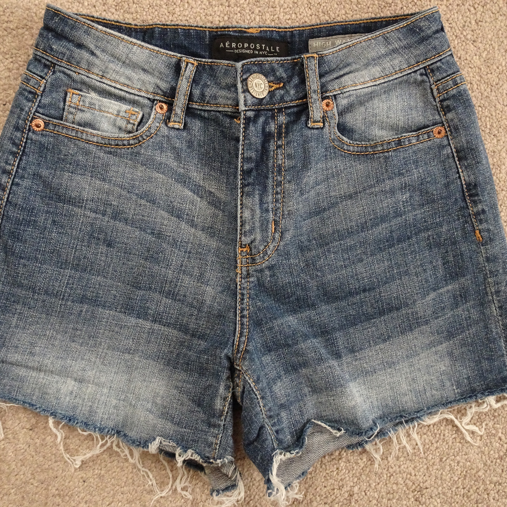 Aeropostale High Wasted Denim Shorty Shorts